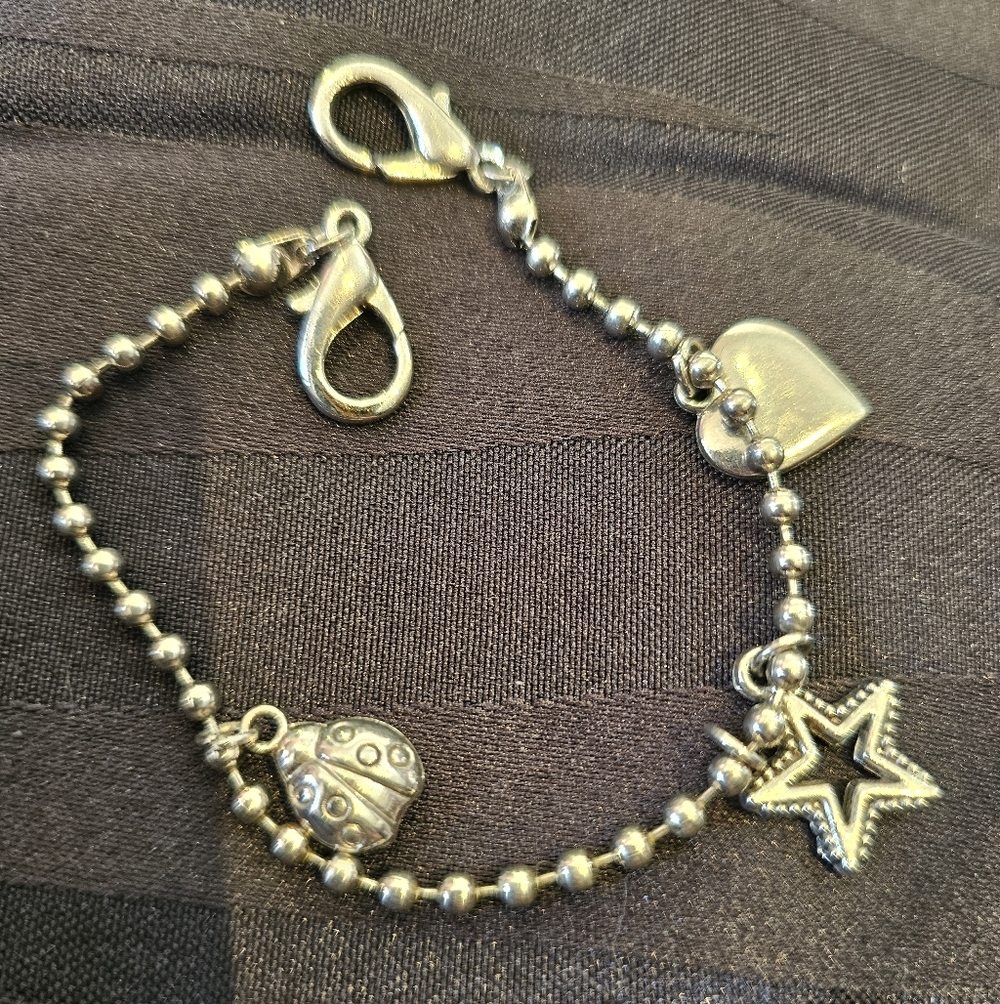 Charm Bracelet with Heart and Star And Ladybug